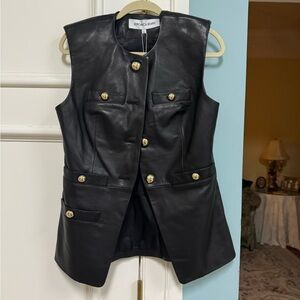Veronica Beard Tamara Black Leather Vest Sz. 10  NWT